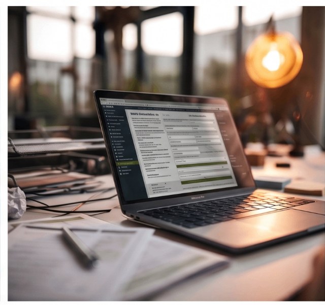 Laptop mit Eignungscheck-Formular